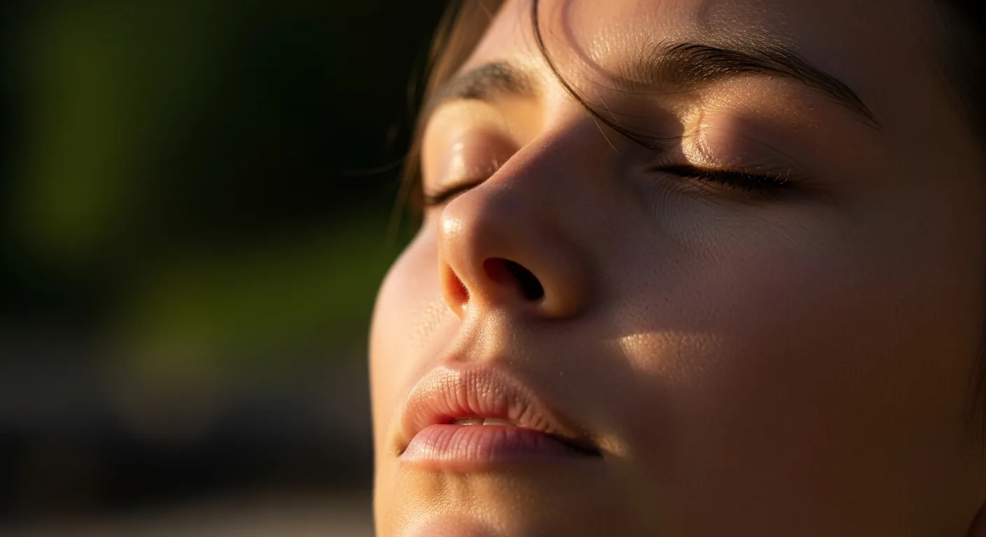 Relaxed slow breathing with eyes closed